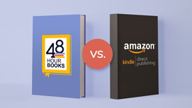 48 Hour Books logo "vs" Amazon KDP logo 